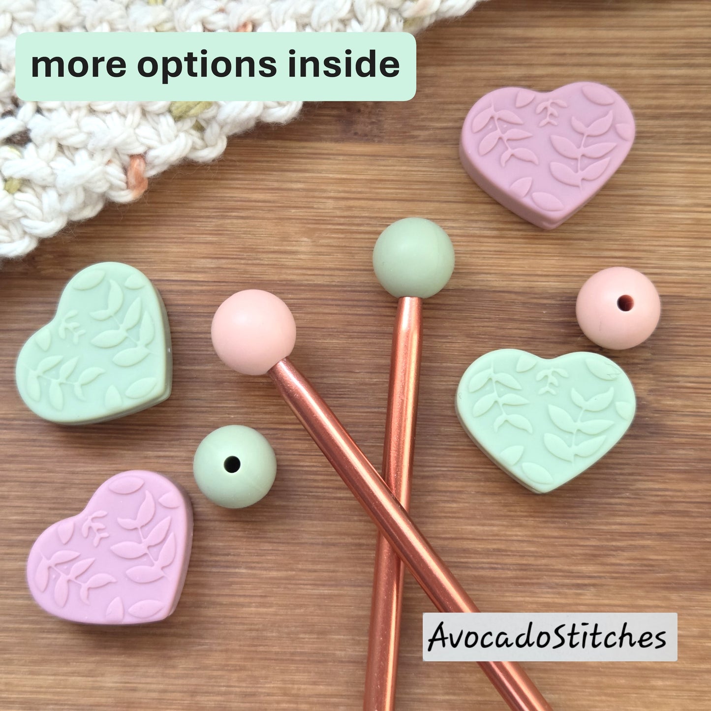 LEAFY HERAT Stitch Stoppers / Knitting Needle Toppers / Point Protection / Notions