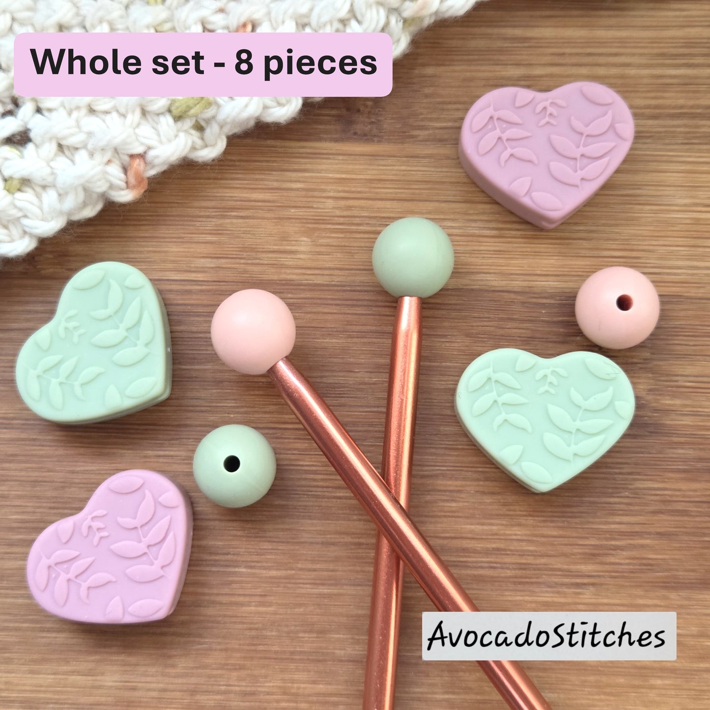 LEAFY HERAT Stitch Stoppers / Knitting Needle Toppers / Point Protection / Notions