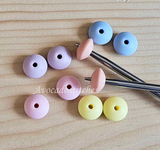 PASTEL SUMMER Stitch Stoppers/ Set of 10 / Knitting Needle Stoppers / Point Protection / Notions