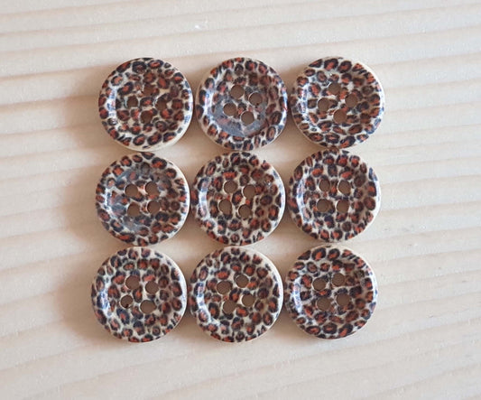 LEOPARD / 15mm - 8 buttons / Wooden Buttons / Sewing Buttons