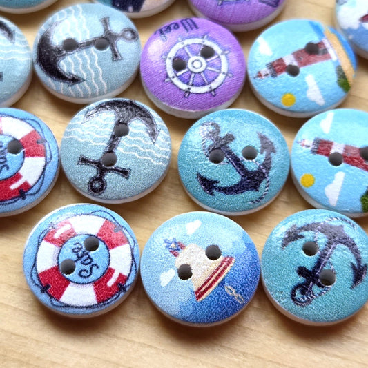 Little Ocean Explorer / Wooden Buttons / 15mm (Set of 8)