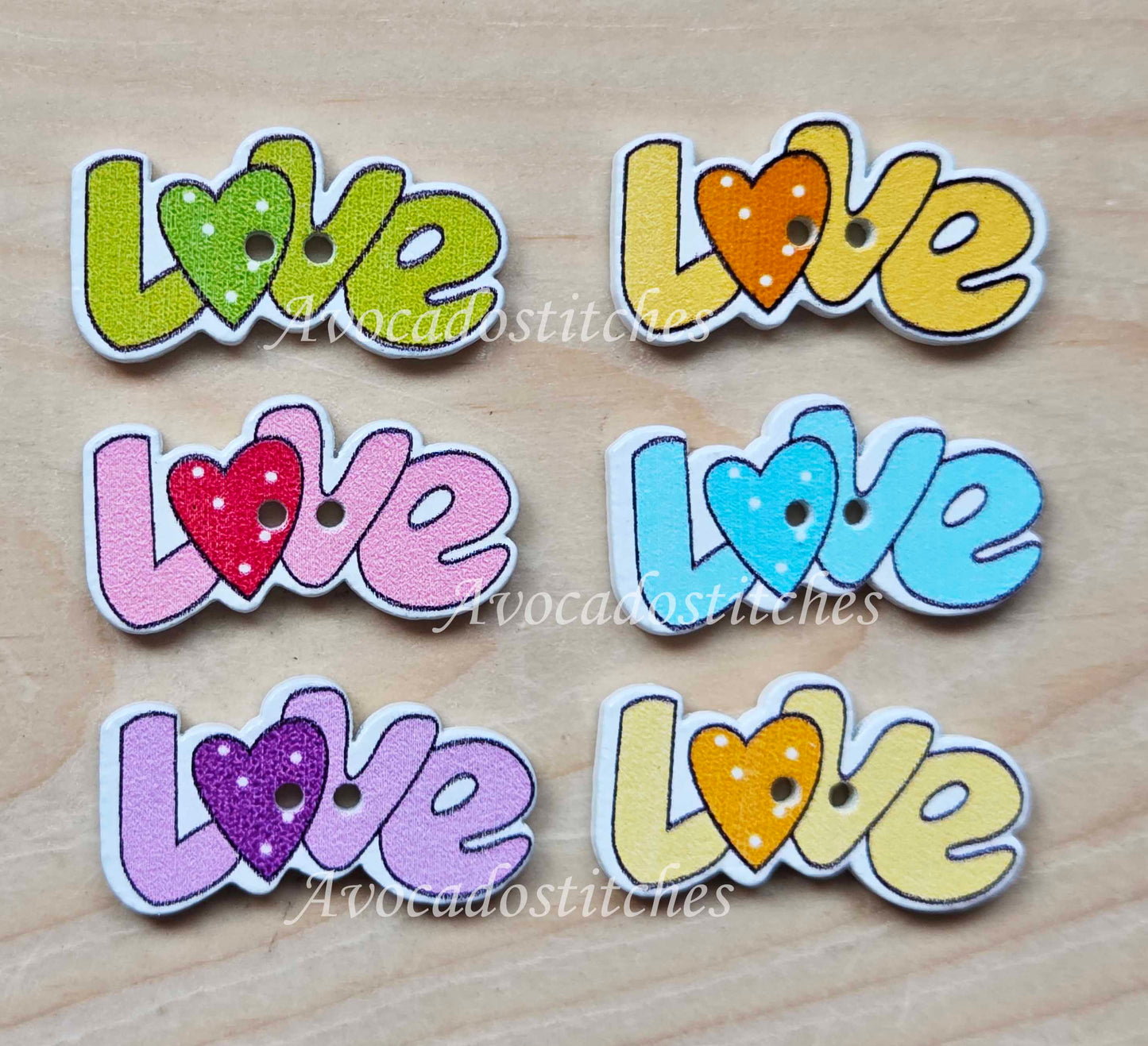 LOVE / 30*9mm / 8 buttons / Wooden Buttons / Sewing Buttons