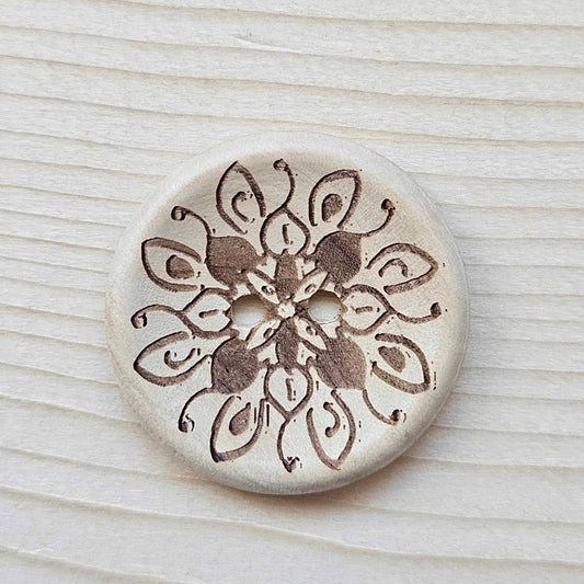 AvoDesigns MAGIC FLORAL / Unvarnished 2-Hole Wooden Buttons / 30mm (Set of 4)