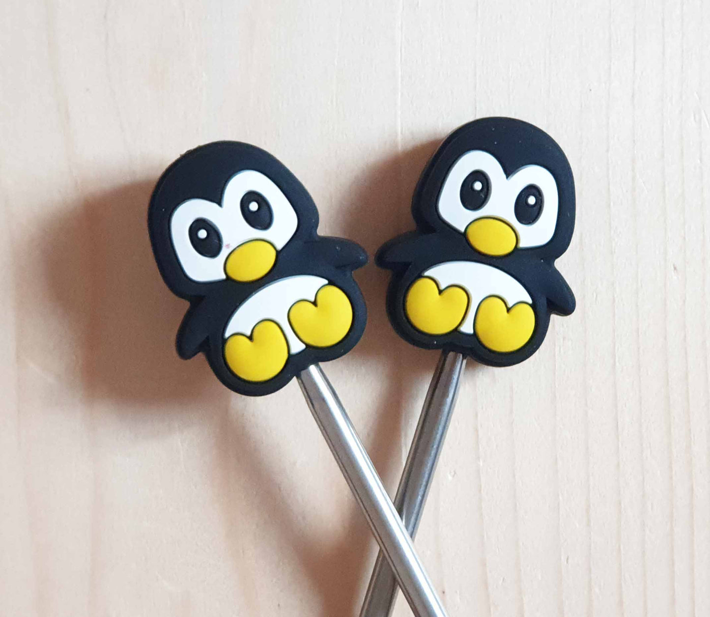 MACARONI PENGUIN STITCH STOPPERS / Knitting Needle Stoppers / Point Protection / Notions