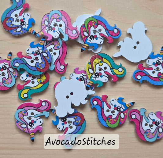 MAGIC MANE / 20*25mm / 8 buttons / Wooden Buttons / Sewing Buttons