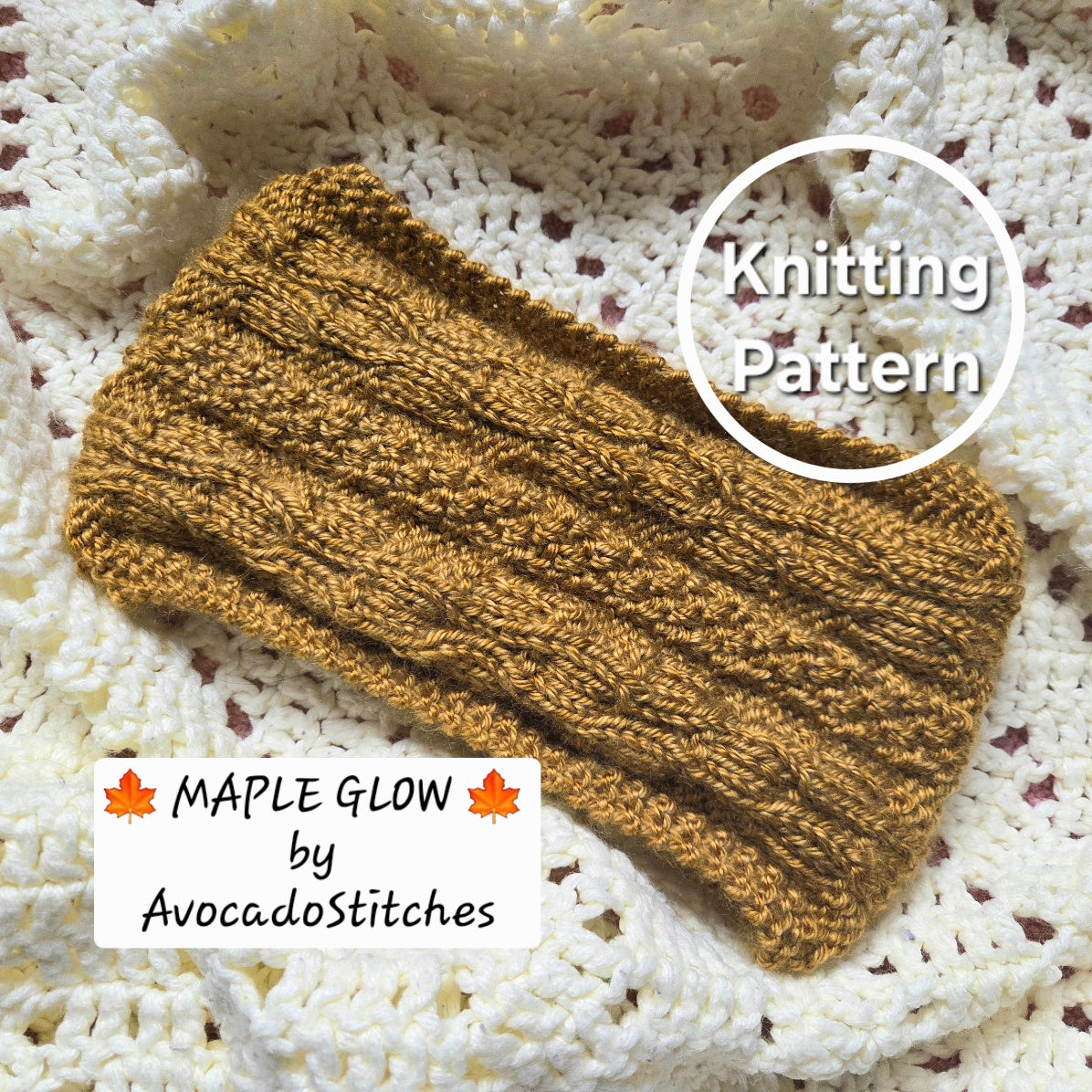 MAPLE GLOW Headband (Digital Knitting Pattern) / Simple Pattern for Beginner /  Digital Knitting Pattern / PDF Pattern