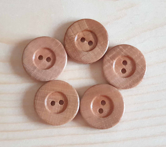 Made in Italy 2-HOLE THICK EDGE MAPLE / 18mm 23mm / Wooden Buttons / Sewing Buttons