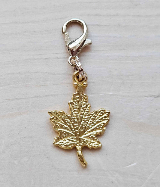 ANTIQUE MAPLE LEAF / Planner Charm / Journal Charm / Zipper Bookmark Charm / Planner accessories