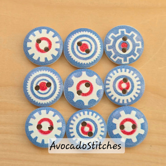 MARINER'S WHEEL / 15mm - 8 buttons / Wooden Buttons / Sewing Buttons