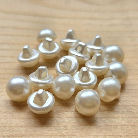 MINI MUSHROOM SHANK / Imitation Pearl Shank Resin Buttons / 8mm (Set of 10)