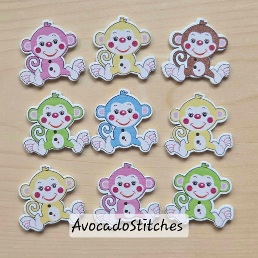 MONKEY / 29*28mm / 8 buttons / Wooden Buttons / Sewing Buttons