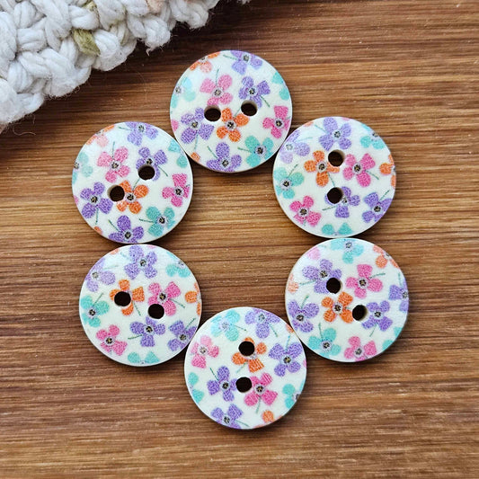 Clearance // 4 PETALS / Wooden Buttons / 15mm (Set of 6)