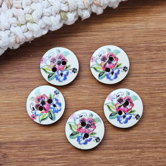 Clearance // SISTER HIBISCUS / Wooden Buttons / 15mm (Set of 6)