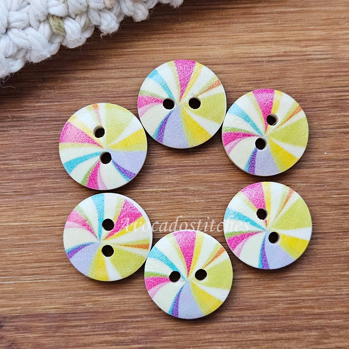 WINDMILLS / 15mm - 6 buttons / Wooden Buttons / Sewing Buttons (muliflower series)