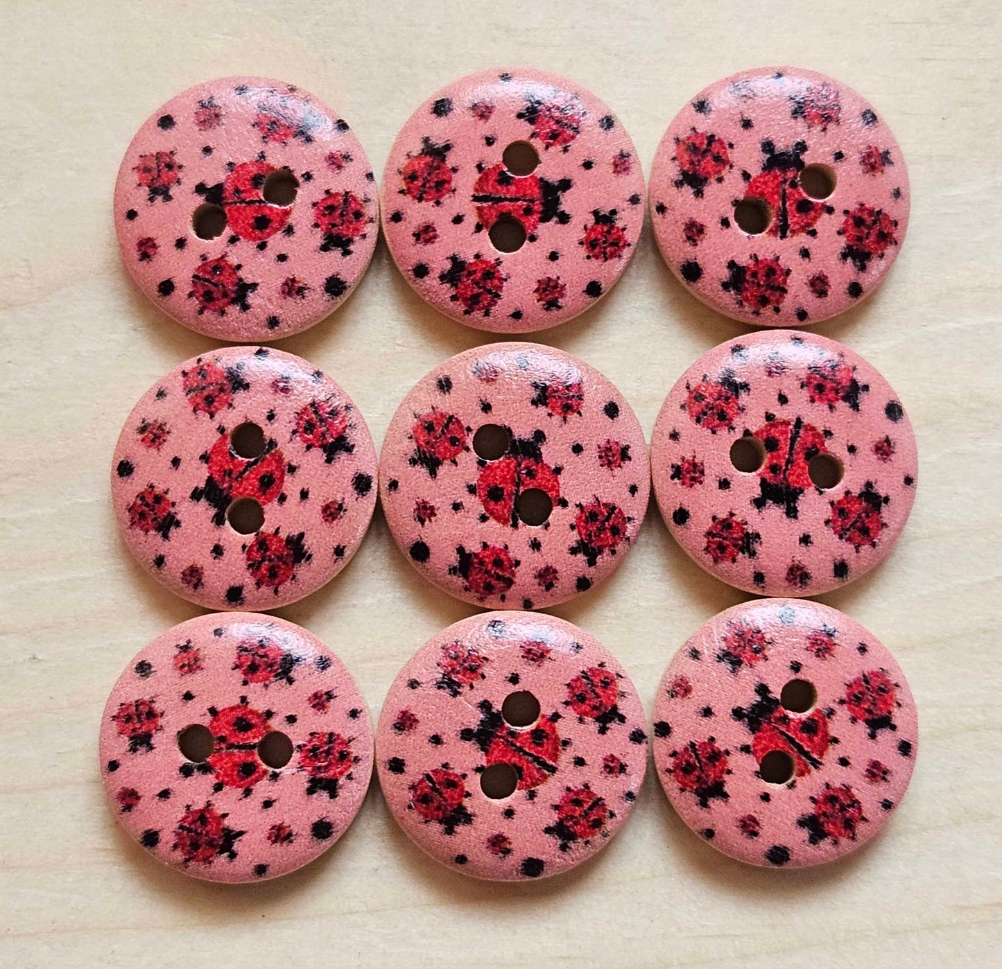 LADYBUGS / Wooden Buttons / 15mm (Set of 8)