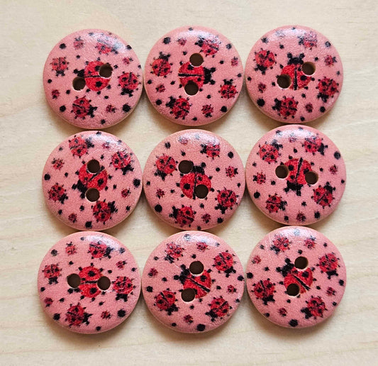 LADYBUGS / Wooden Buttons / 15mm (Set of 8)