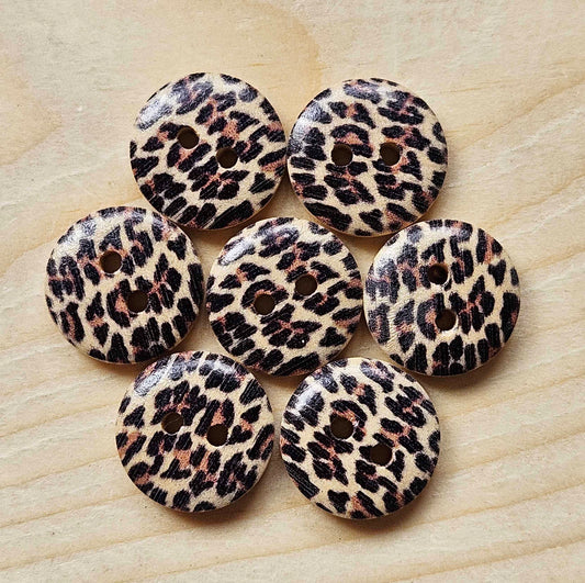 LEOPARD / 15mm - 8 buttons / Wooden Buttons / Sewing Buttons (muliflower series)