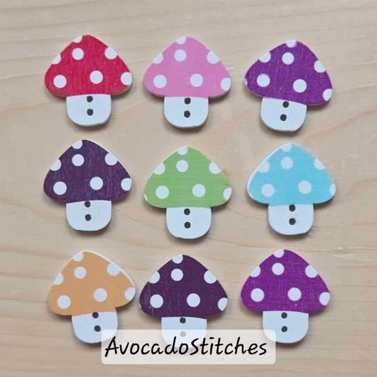 MUSHROOM / 25*25mm / 8 buttons / Wooden Buttons / Sewing Buttons