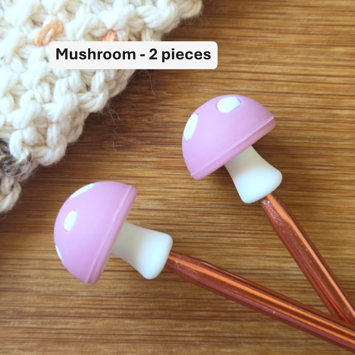 MUSHROOM Stitch Stoppers / Knitting Needle Toppers / Point Protection / Notions (N)