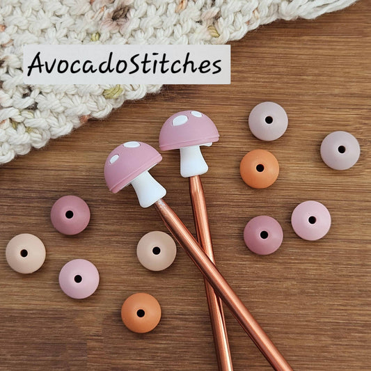 MUSHROOM Stitch Stoppers / Knitting Needle Stoppers / Point Protection / Notions