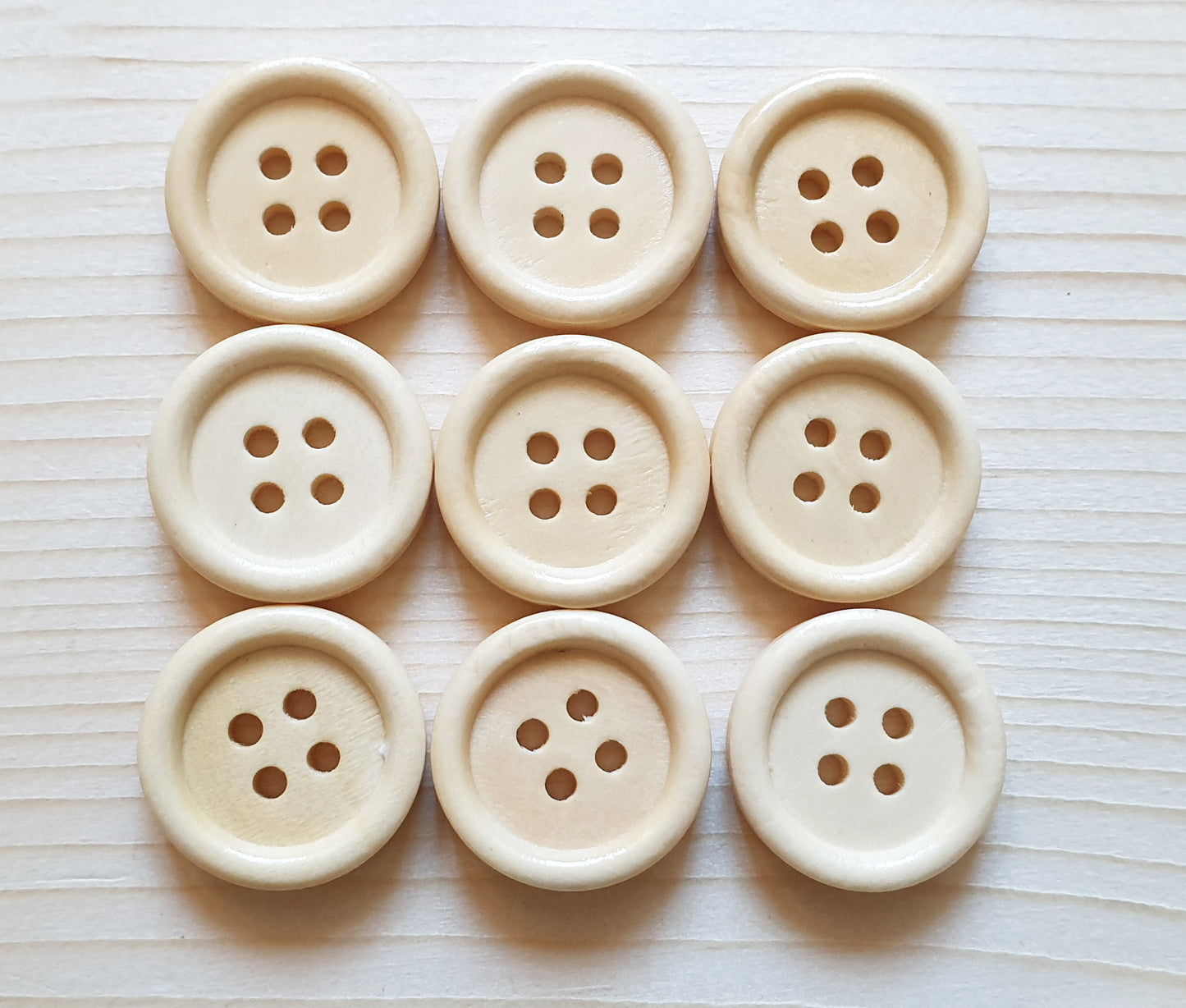 4-HOLE BEIGE CREAM Wooden Buttons / 10-35mm Natural Wood Sewing Buttons