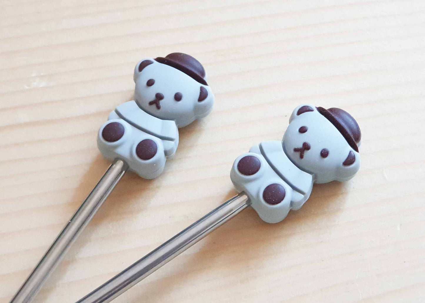 TEDDY BEAR STITCH STOPPERS / Knitting Needle Stoppers / Point Protection / Notions