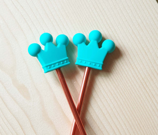 ROYAL CROWN STITCH STOPPERS / Knitting Needle Stoppers / Point Protection / Notions