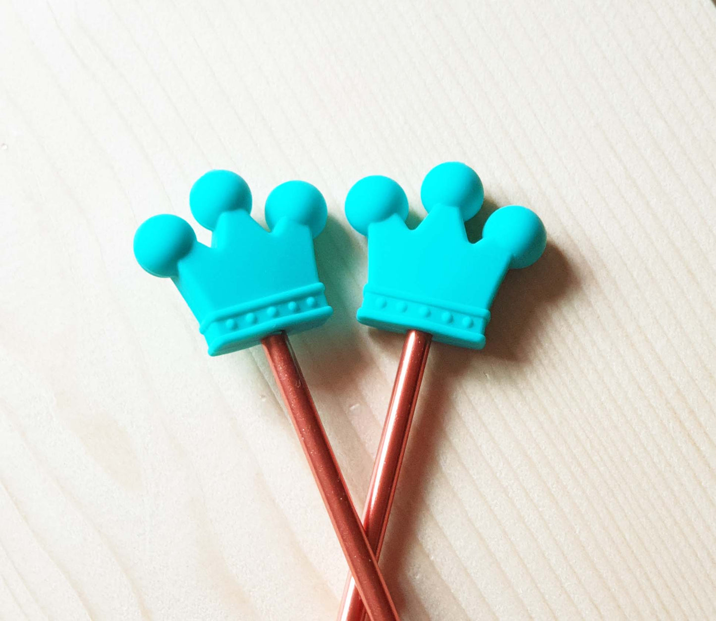 ROYAL CROWN STITCH STOPPERS / Knitting Needle Stoppers / Point Protection / Notions