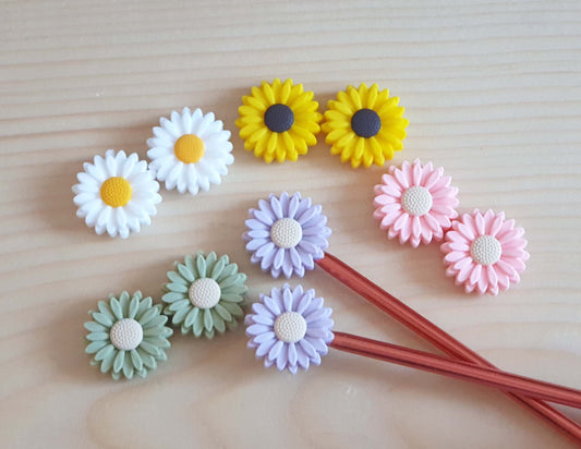 DAISY STITCH STOPPERS / Knitting Needle Stoppers / Point Protection / Notions