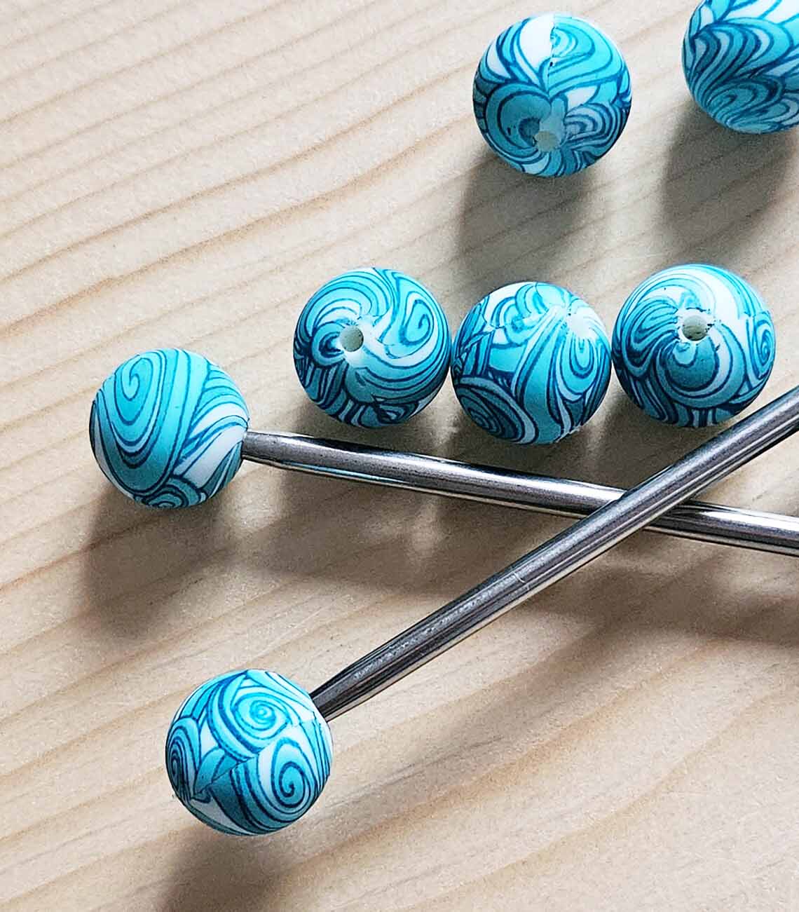 OCEAN ART STITCH STOPPERS / 2 pcs / Knitting Needle Stoppers / Point Protection / Notions