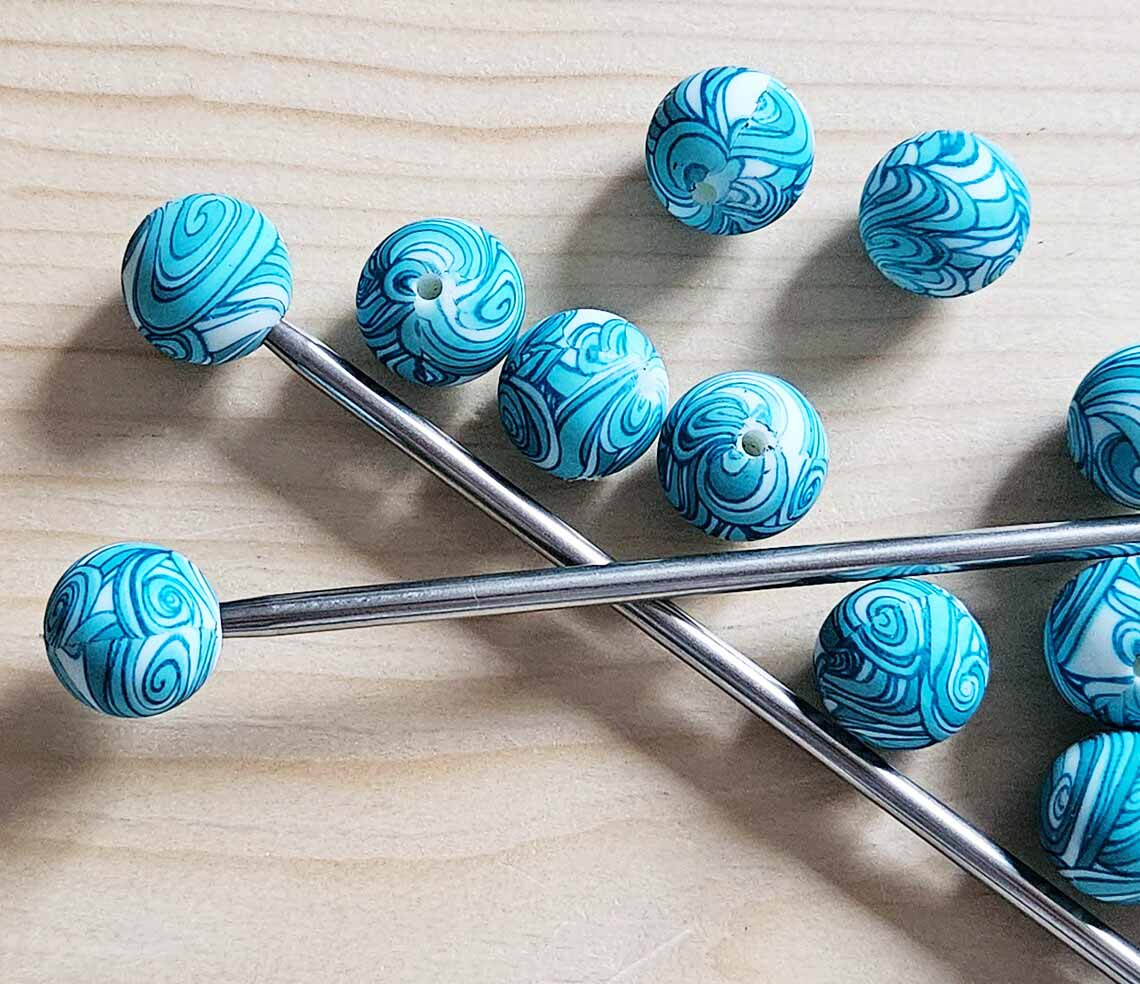 OCEAN ART STITCH STOPPERS / 2 pcs / Knitting Needle Stoppers / Point Protection / Notions