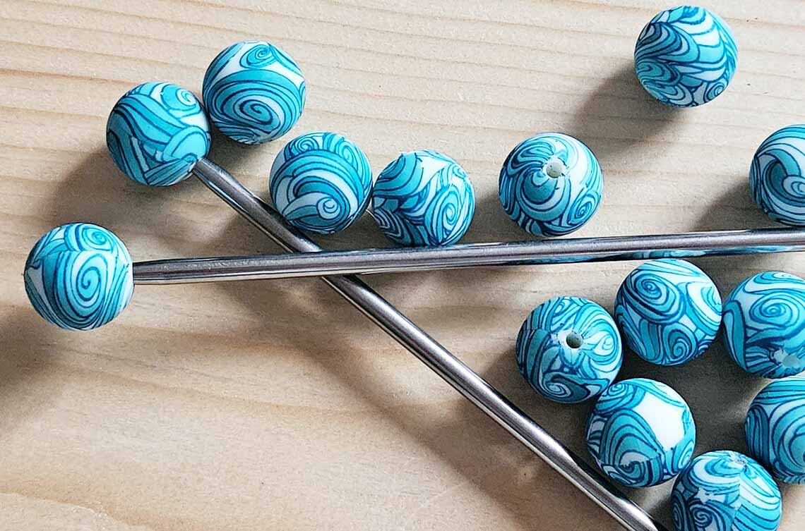 OCEAN ART STITCH STOPPERS / 2 pcs / Knitting Needle Stoppers / Point Protection / Notions