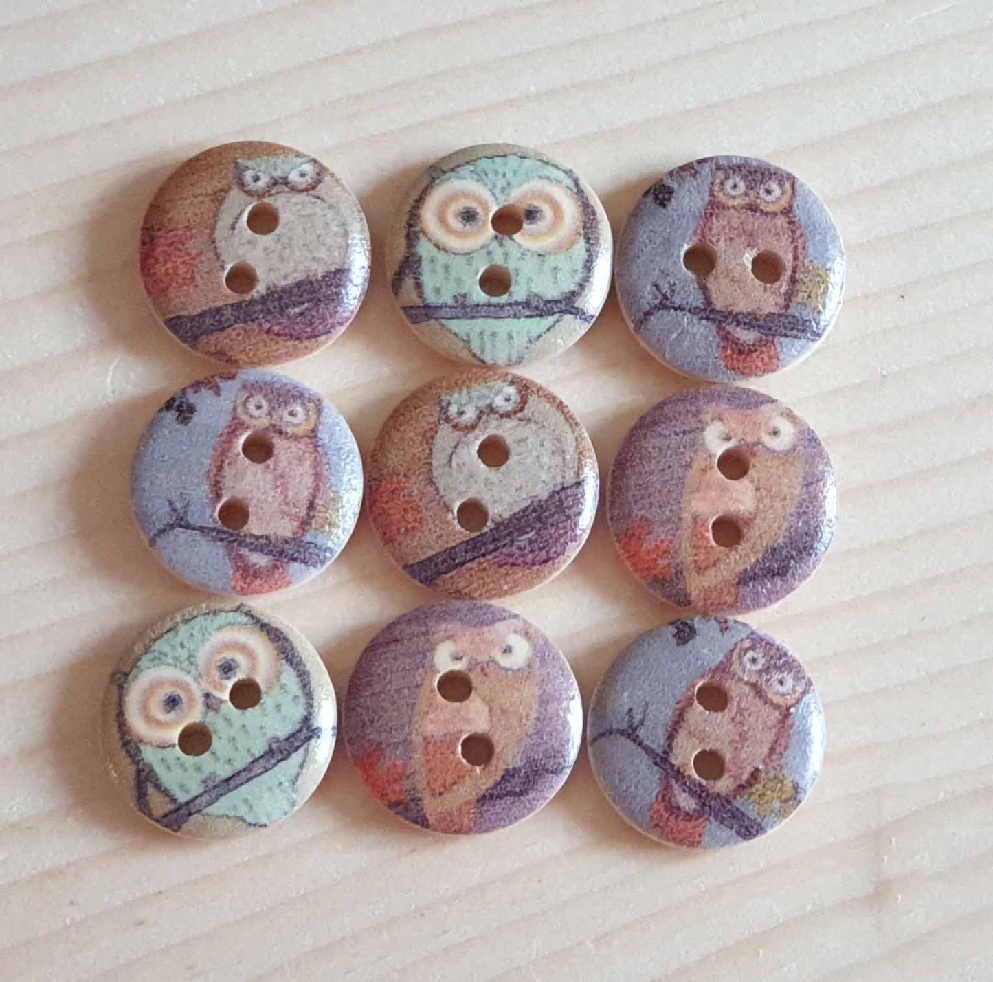 OWL / 15mm / Wooden Buttons / Sewing Buttons