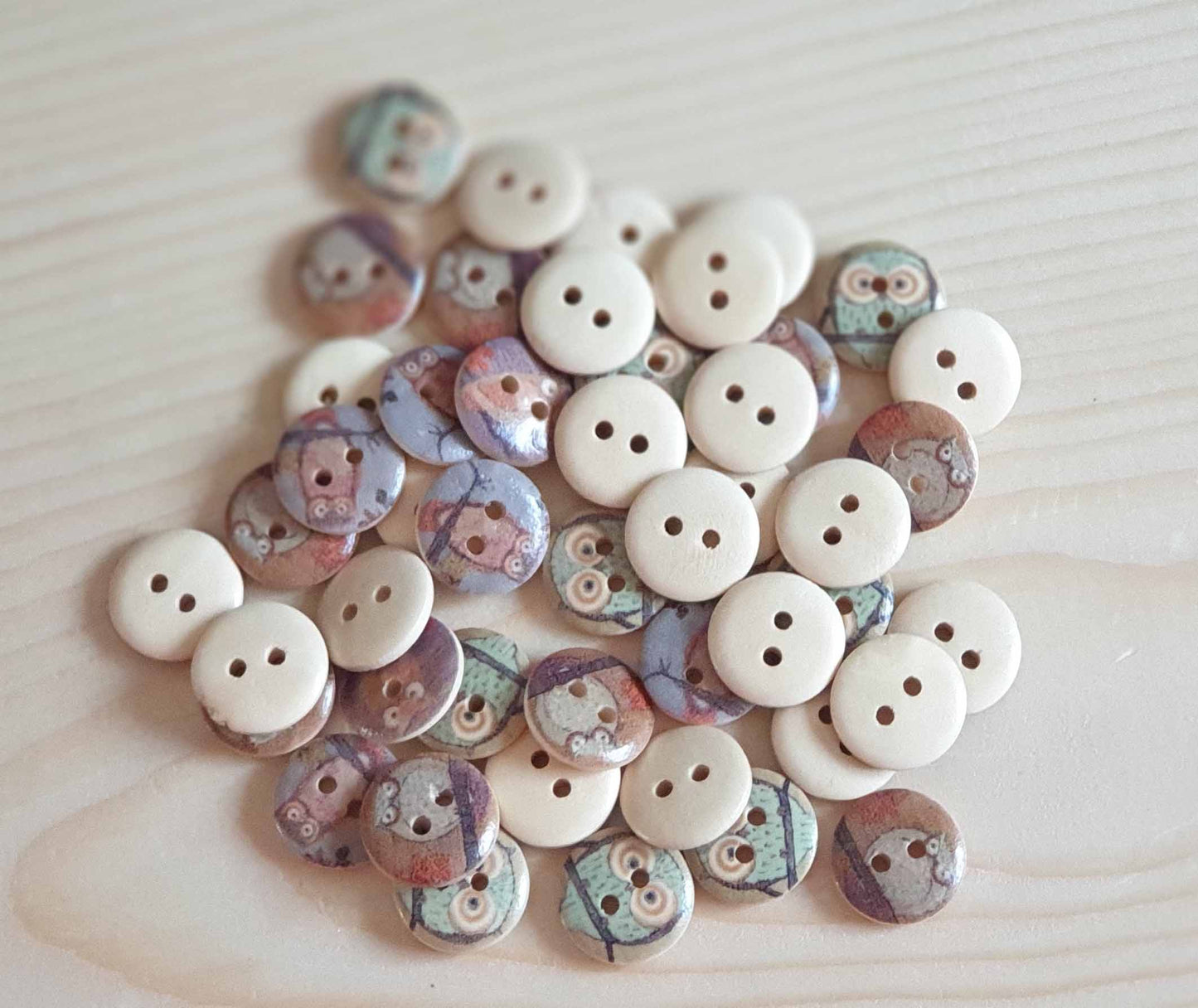 OWL / 15mm / Wooden Buttons / Sewing Buttons