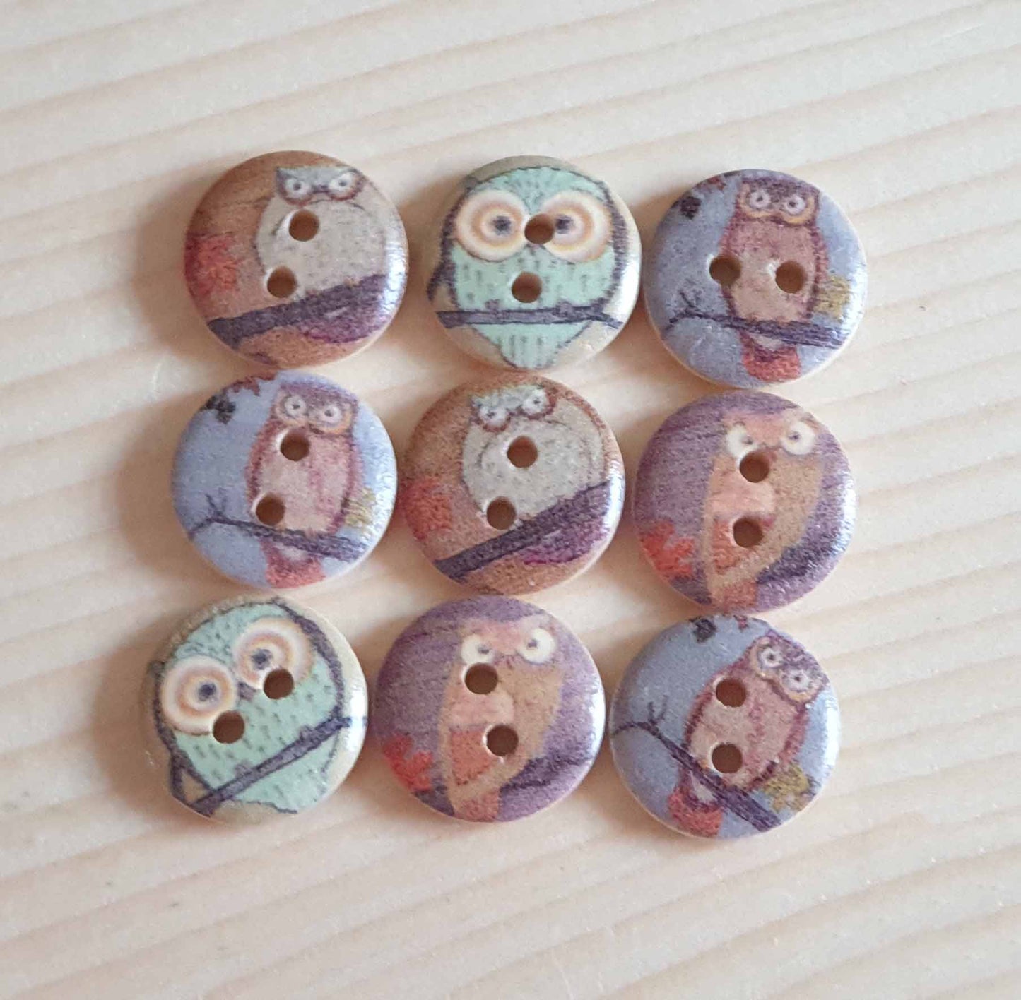 OWL / 15mm / Wooden Buttons / Sewing Buttons