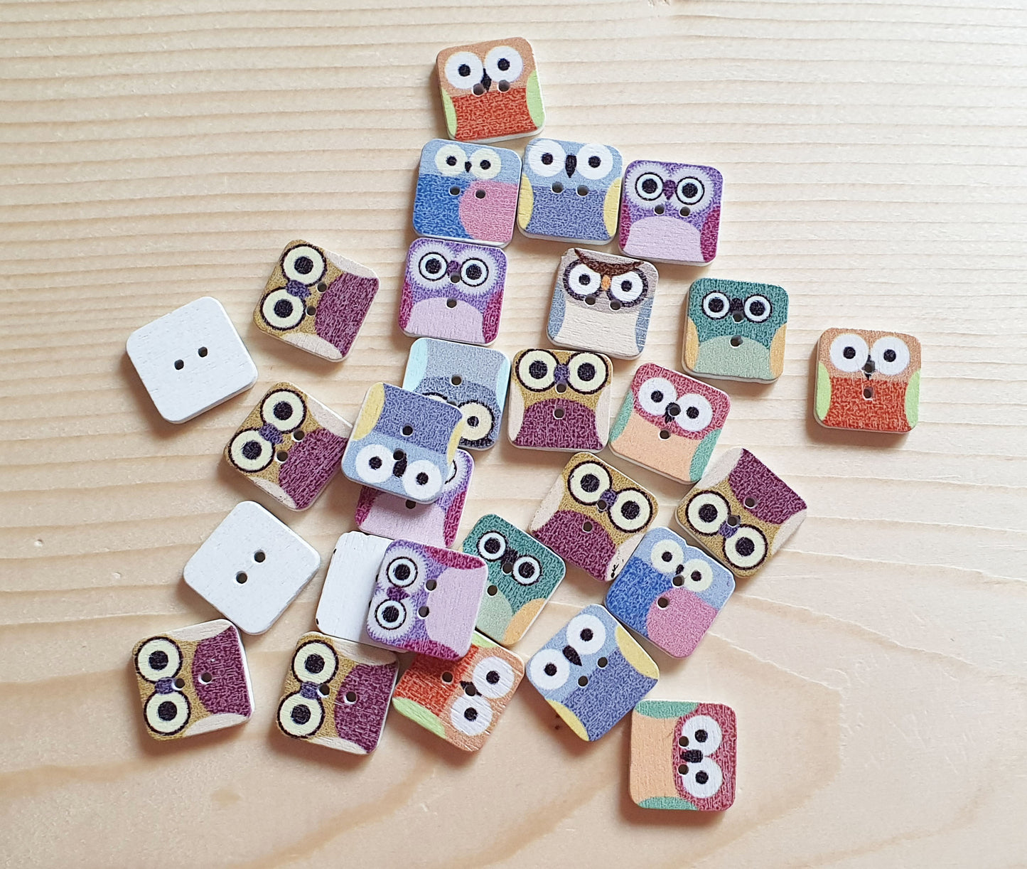 OWL SQUARE / 15*15mm / Wooden Buttons / Sewing Buttons