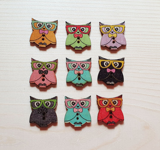 OWL TEACHER / 20*25mm / Wooden Buttons / Sewing Buttons