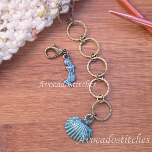 OCEAN WHISPER Progress Keeper Chain / Stitch Markers Chain / Row Counter Chain / Knitting Notions