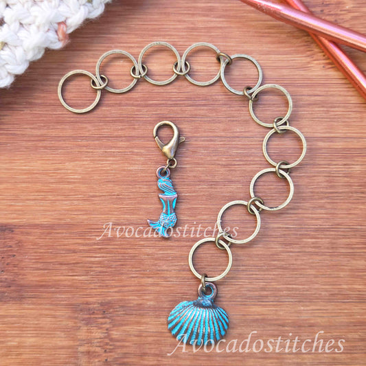 OCEAN WHISPER Progress Keeper Chain / Stitch Markers Chain / Row Counter Chain / Knitting Notions