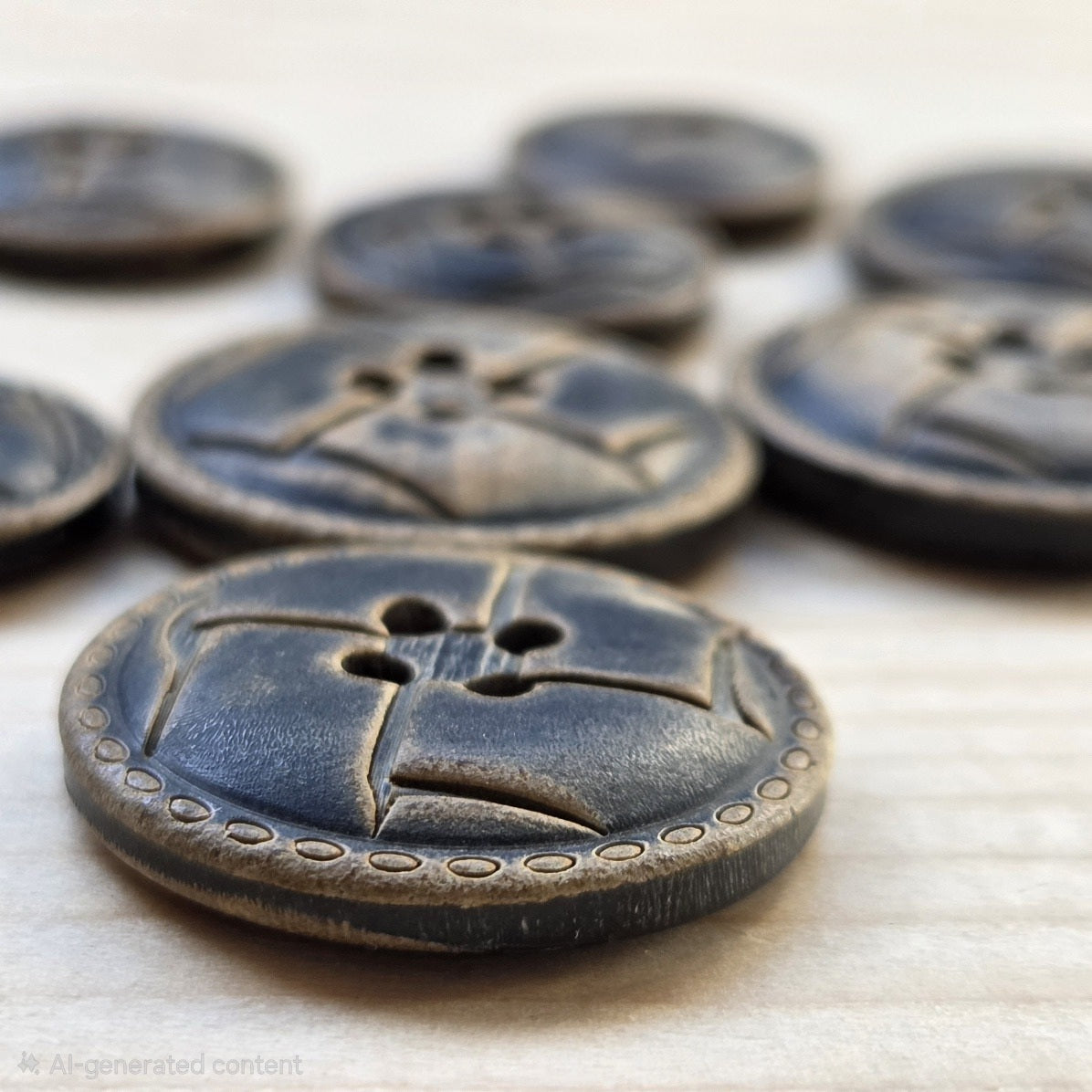 OLD SADDLE Buffalo Horn Buttons — Black 4-Hole Natural Buttons 18-23mm (Set of 4)