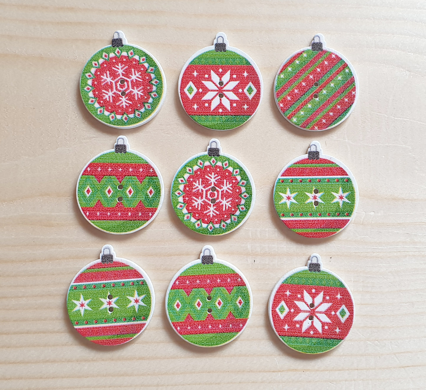 CHRISTMAS ORNAMENTS / 23*26mm / Wooden Buttons / Sewing Buttons