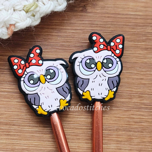 OWLIE BELLE Stitch Stoppers / 2 pieces / Knitting Needle Stoppers / Point Protection / Notions