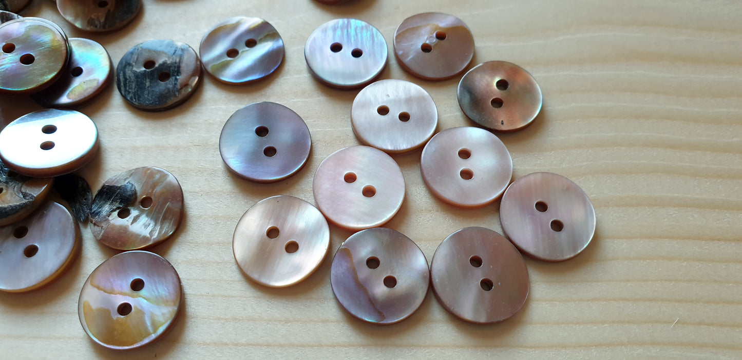 2-HOLE PEARL PINK SEASHELL BUTTONS / 10-25mm / MOP Shell Buttons / Sewing Buttons