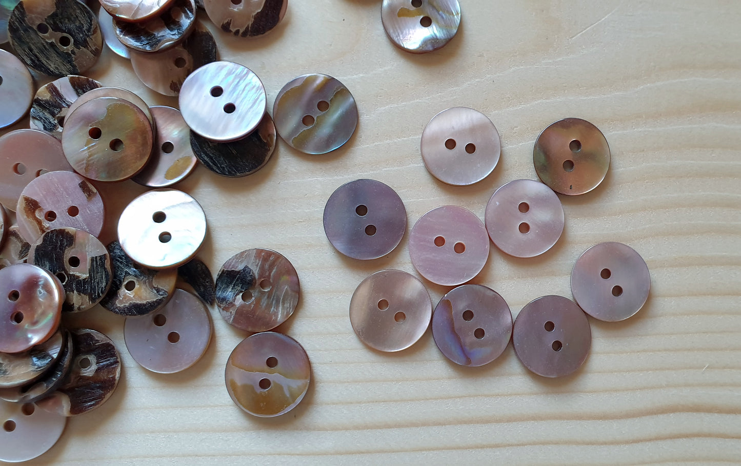 2-HOLE PEARL PINK SEASHELL BUTTONS / 10-25mm / MOP Shell Buttons / Sewing Buttons