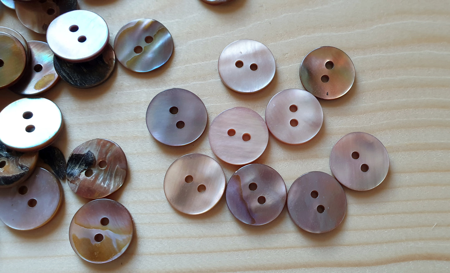 2-HOLE PEARL PINK SEASHELL BUTTONS / 10-25mm / MOP Shell Buttons / Sewing Buttons