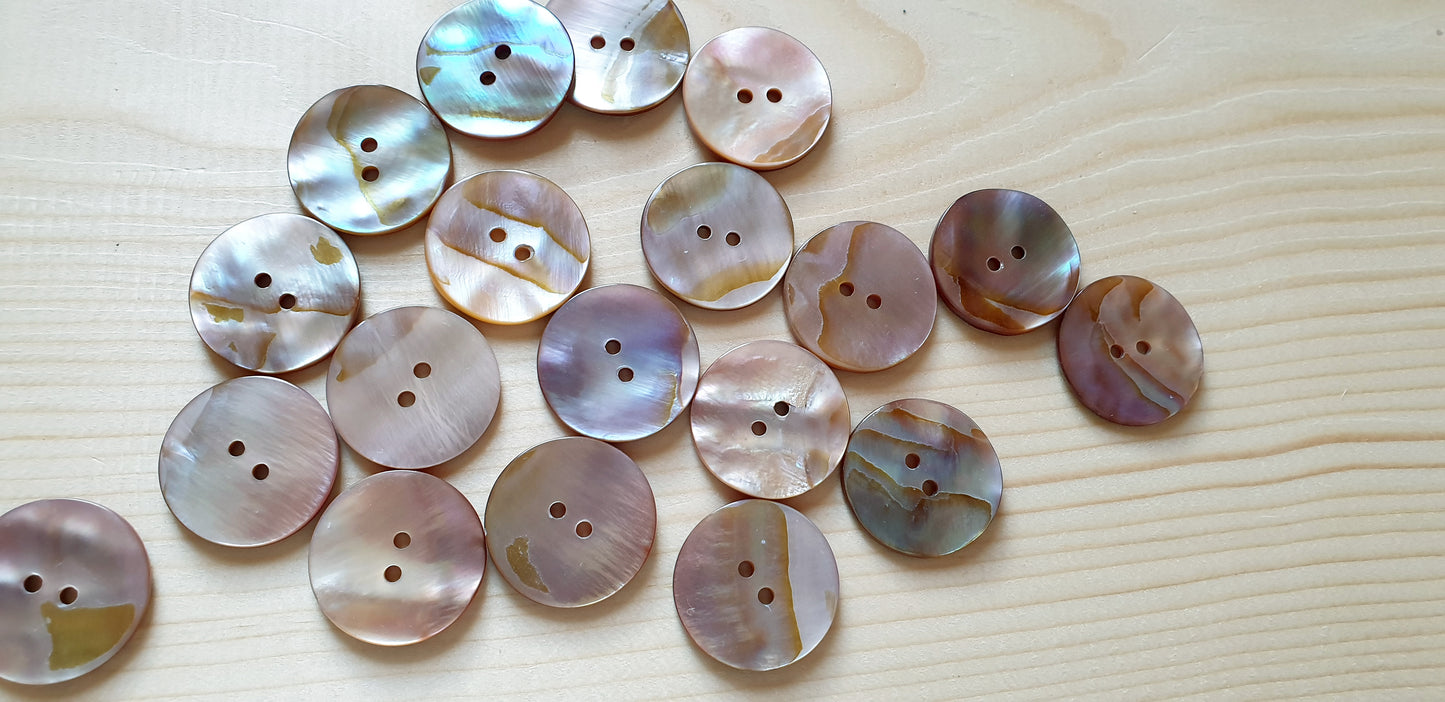 2-HOLE PEARL PINK SEASHELL BUTTONS / 10-25mm / MOP Shell Buttons / Sewing Buttons