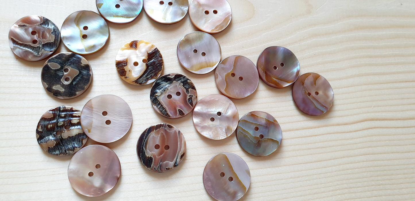 2-HOLE PEARL PINK SEASHELL BUTTONS / 10-25mm / MOP Shell Buttons / Sewing Buttons