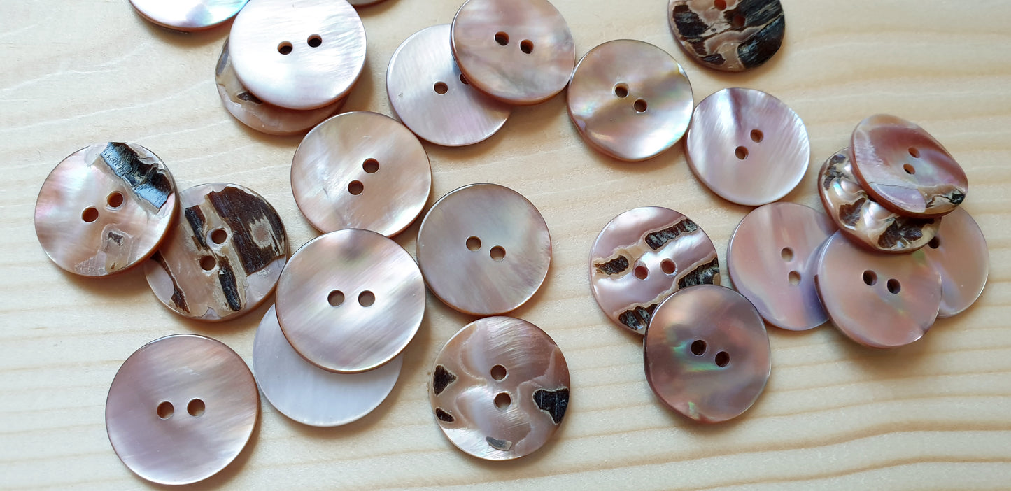 2-HOLE PEARL PINK SEASHELL BUTTONS / 10-25mm / MOP Shell Buttons / Sewing Buttons