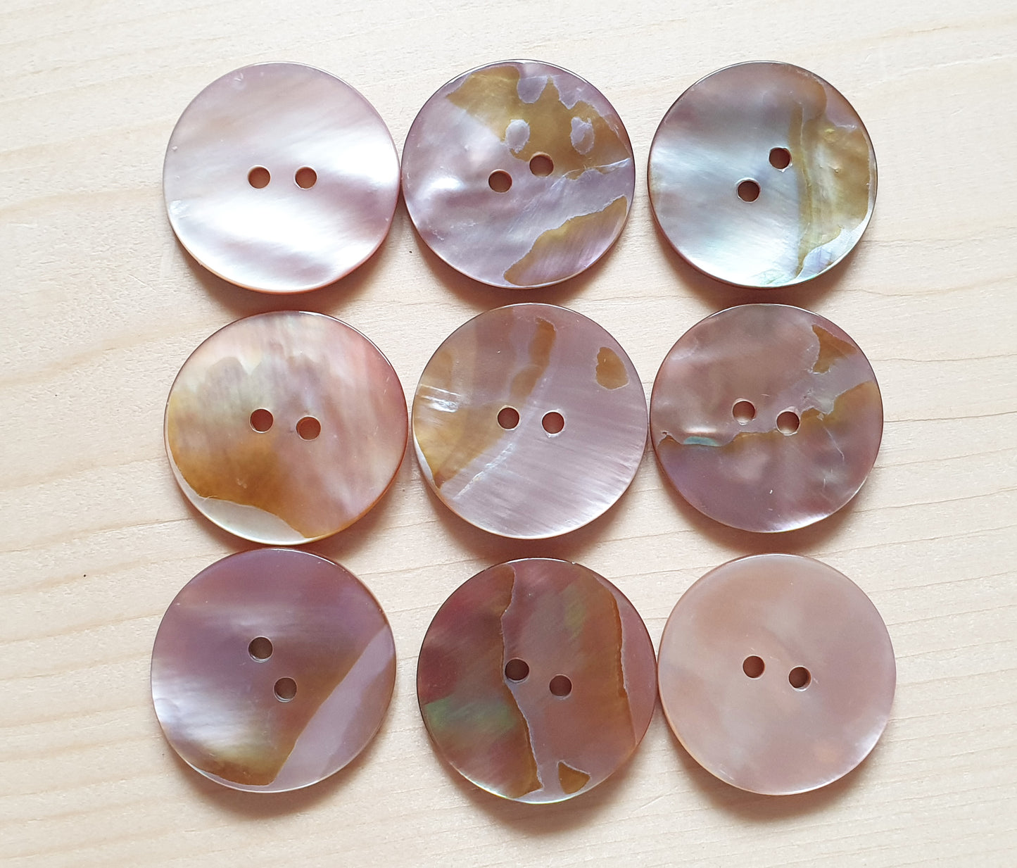 2-HOLE PEARL PINK SEASHELL BUTTONS / 10-25mm / MOP Shell Buttons / Sewing Buttons