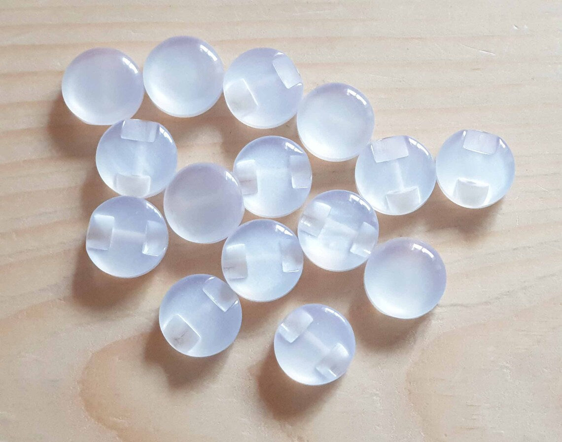 PEARL WHITE SHANK RESIN / 12mm - 8 buttons / Resin Buttons / Sewing Buttons